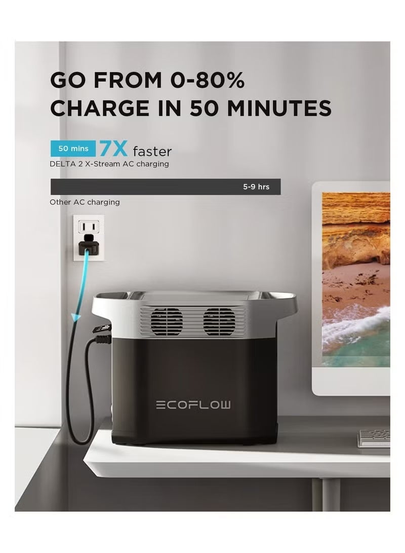 ECOFLOW EF ECOFLOW Portable Power Station DELTA 2, 1024Wh LiFePO4 (LFP) Battery, 1800W AC/100W USB-C Output, Solar Generator(Solar Panel Optional) for Home Backup Power, Camping & RVs - Image 4